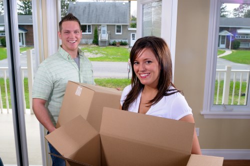 Packed boxes ready for a house move in Fulwell